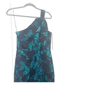 Aidan Mattox Jacquard One Shoulder Gown